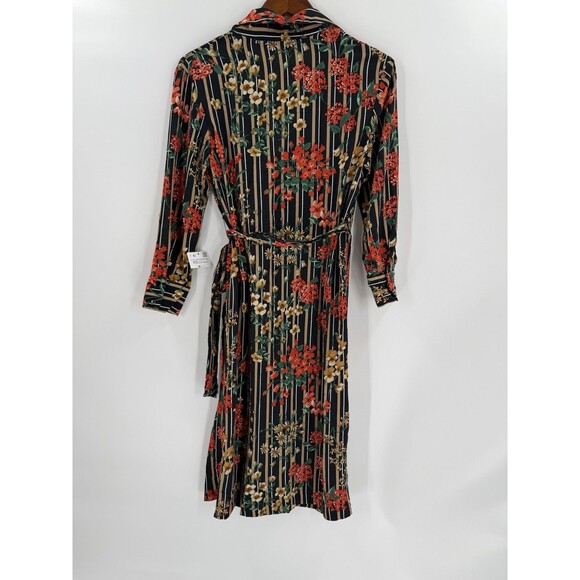 NWT Zara Basic Collection  XSMALL Multicolor Floral Striped Print Shirt Dress - Picture 7 of 13